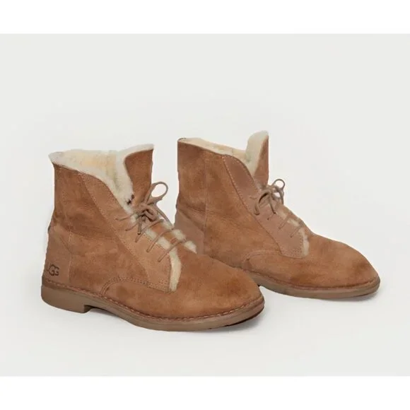 UGG Women's Quincy Fold Shearling Lined Lace-Up Boots Combat EU 38 Size 7 - Picture 9 of 9